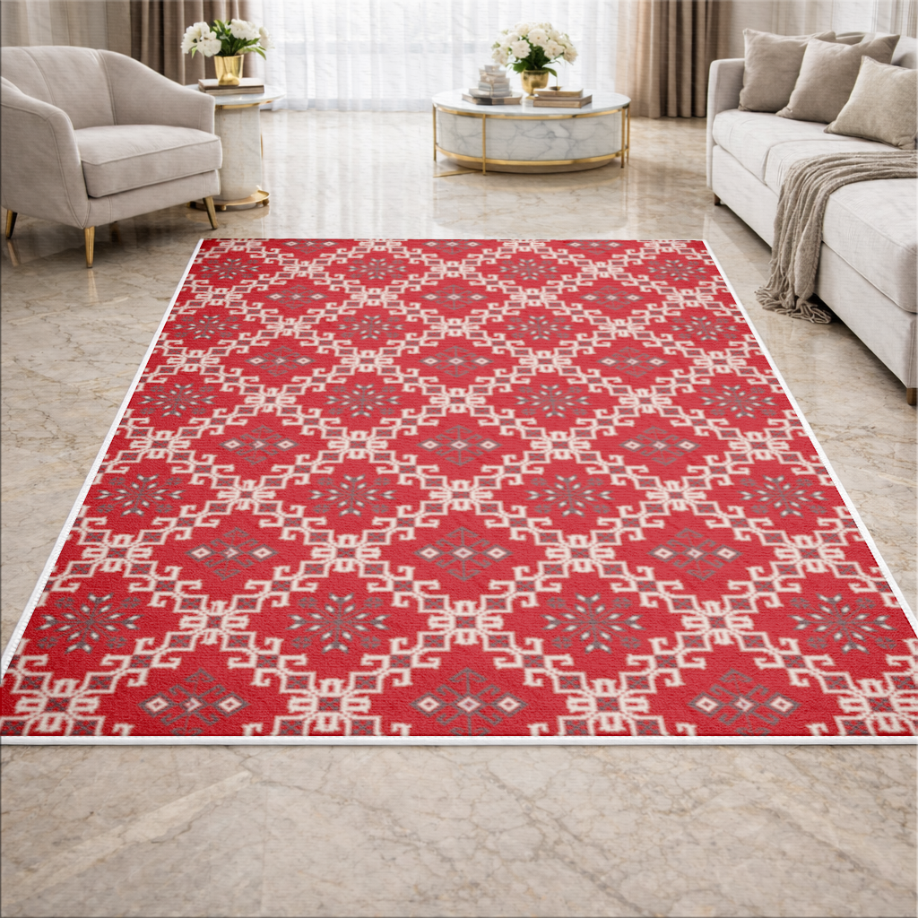 Red Ethnic Embroidery Pattern 