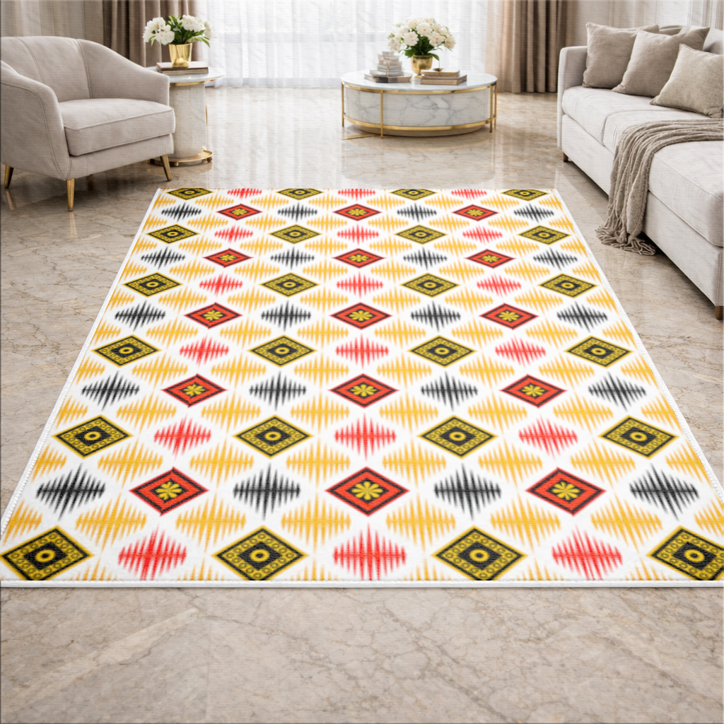 Vibrant Ethnic Geometric Motif Living room carpet