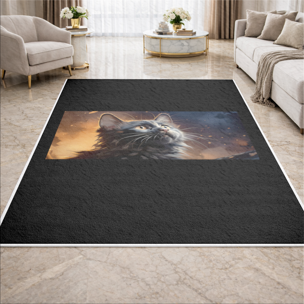 Black Cat Digital Art Living room carpet