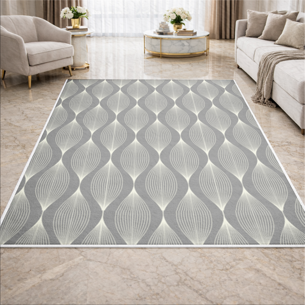Art Deco Geometric Wavy Pattern Living room carpet