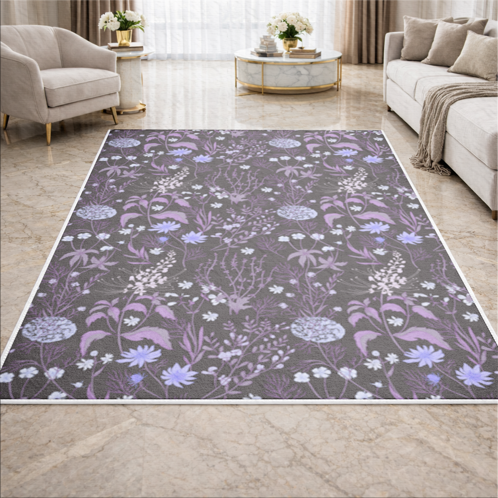 Purple Gothic Botanical Living room carpet