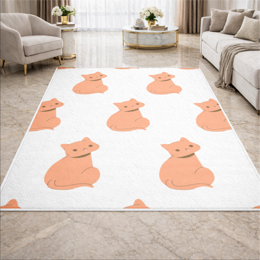 Kawaii Orange Cat Blep Living room carpet