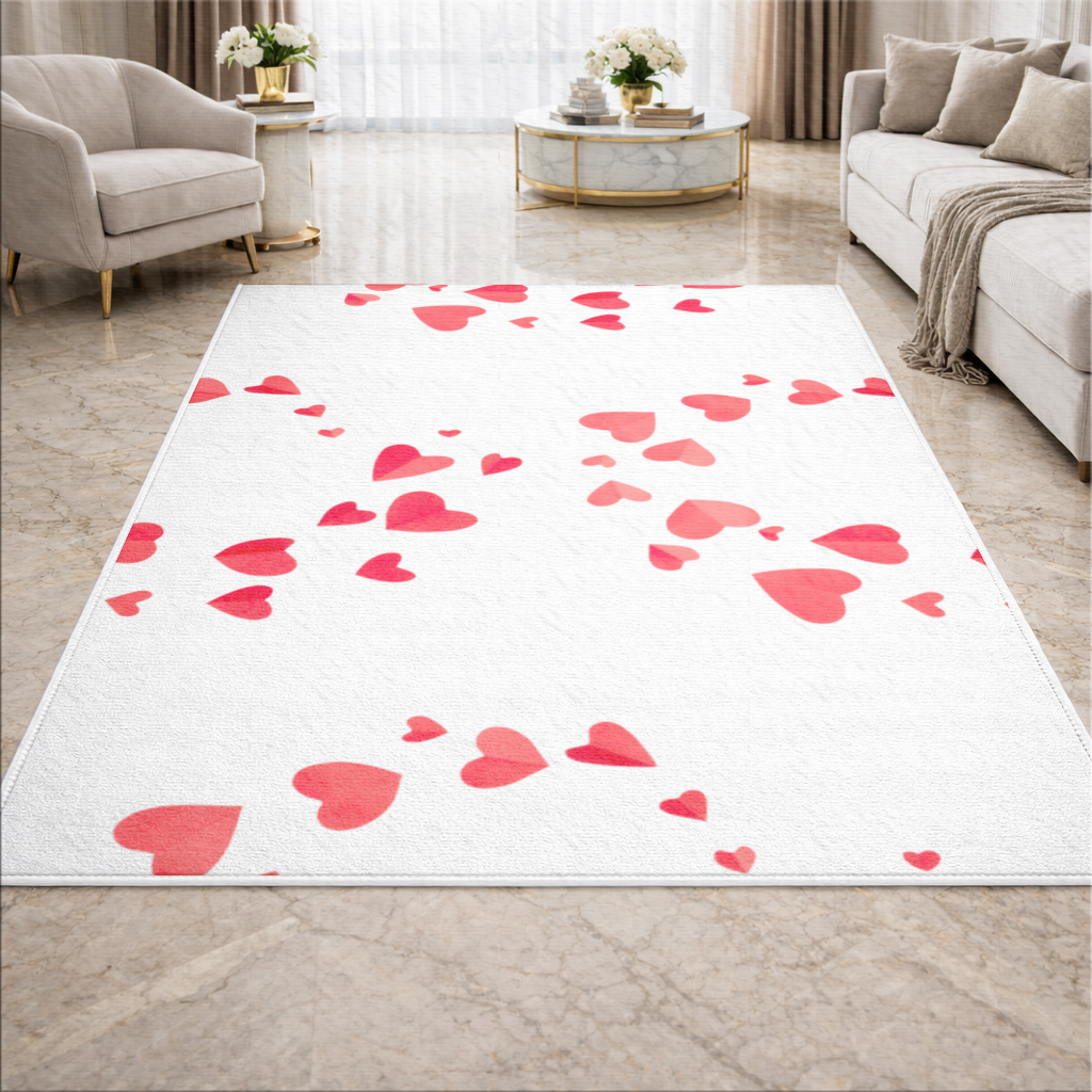 Red Hearts Frame Design Living room carpet