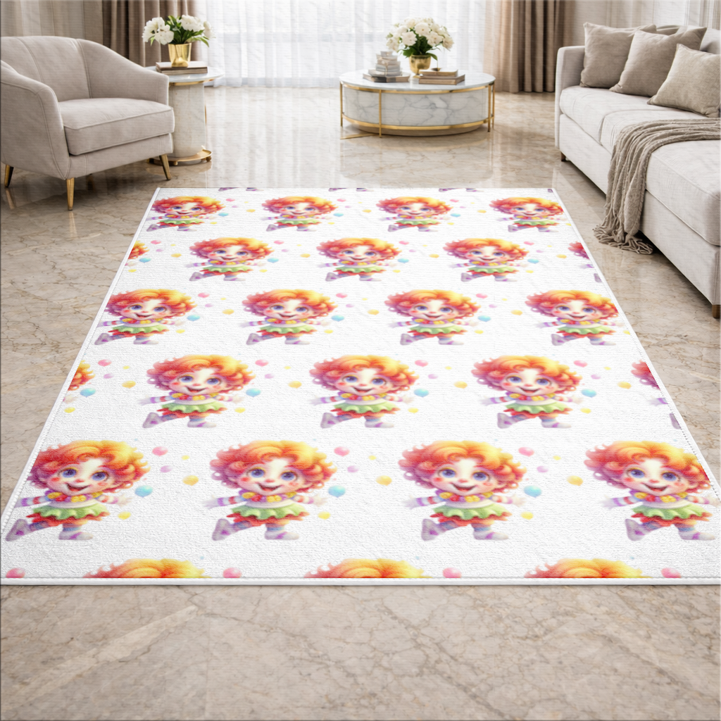 Cute Rainbow Hair Happy Clown Living room carpet
