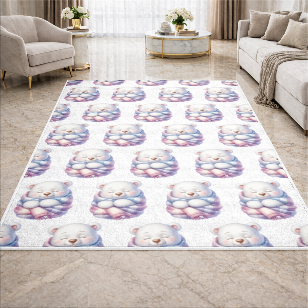 Cozy Sleepy Polar Bear Cub Living room carpet
