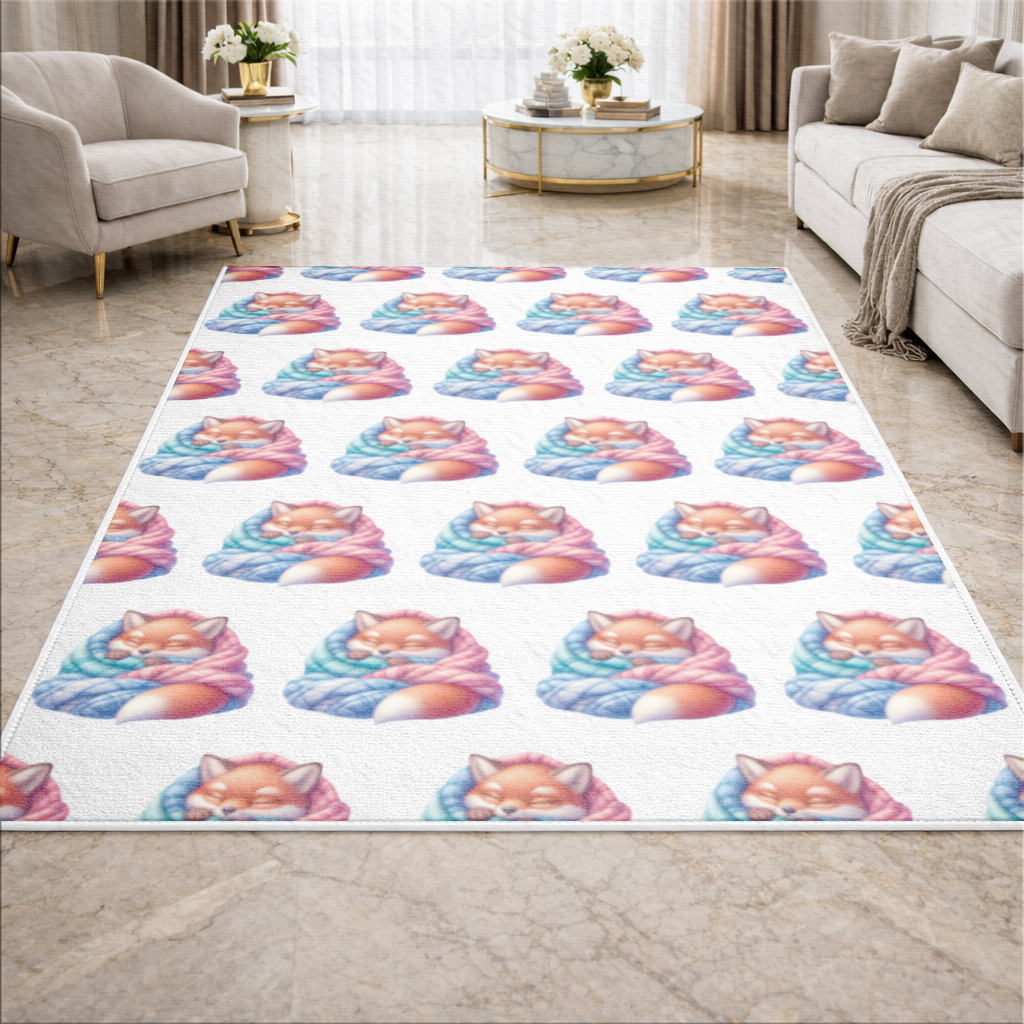 Sleeping Fox Knitted Blanket Living room carpet