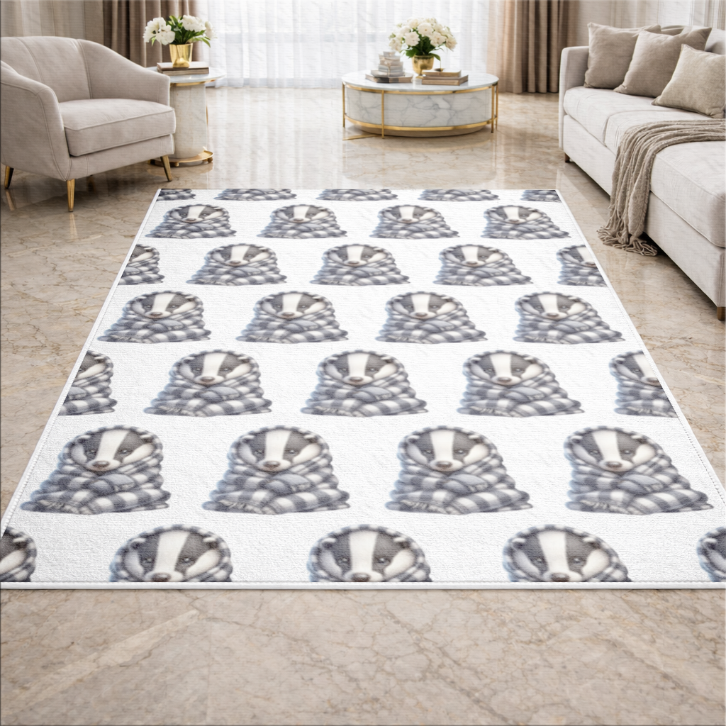 Cozy Baby Badger Wrapped in Blanket Living room carpet