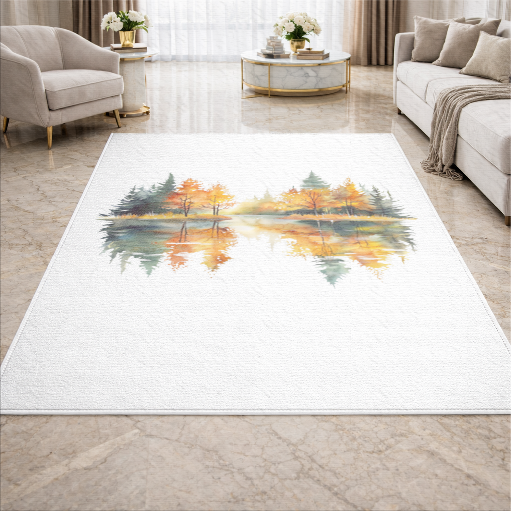 Autumn Forest Lake Reflection Living room carpet