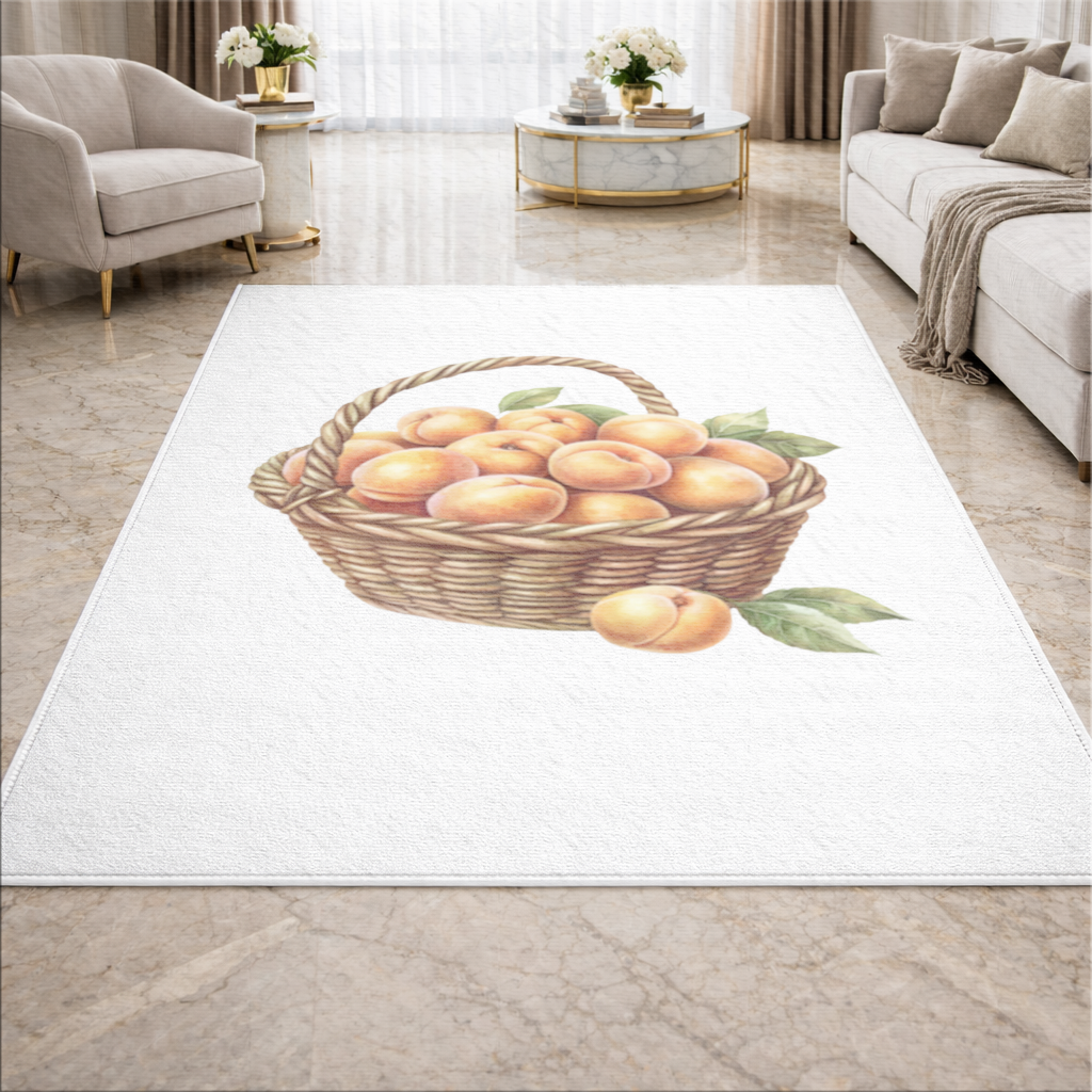 Fresh Peaches in Wicker Basket Living room carpet