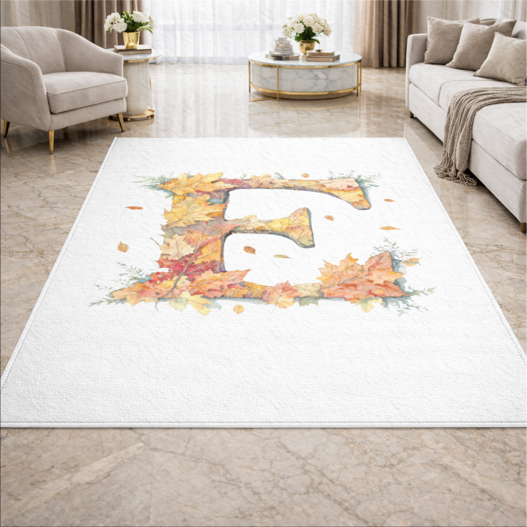Autumn Maple Leaf Letter E Living room carpet