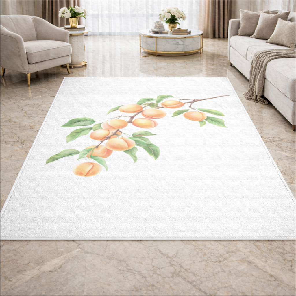 Ripe Orange Apricot Fruit Branch Living room carpet