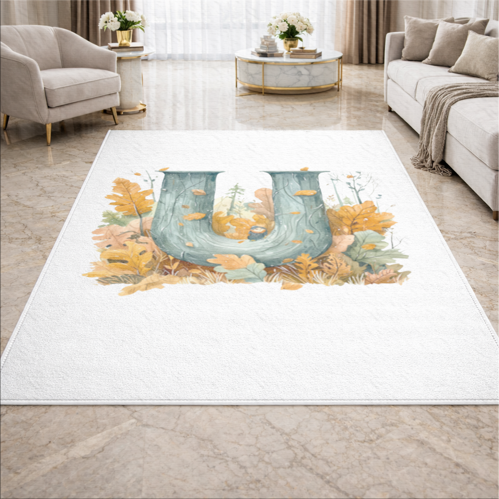 Autumn Woodland Initial Letter U Living room carpet