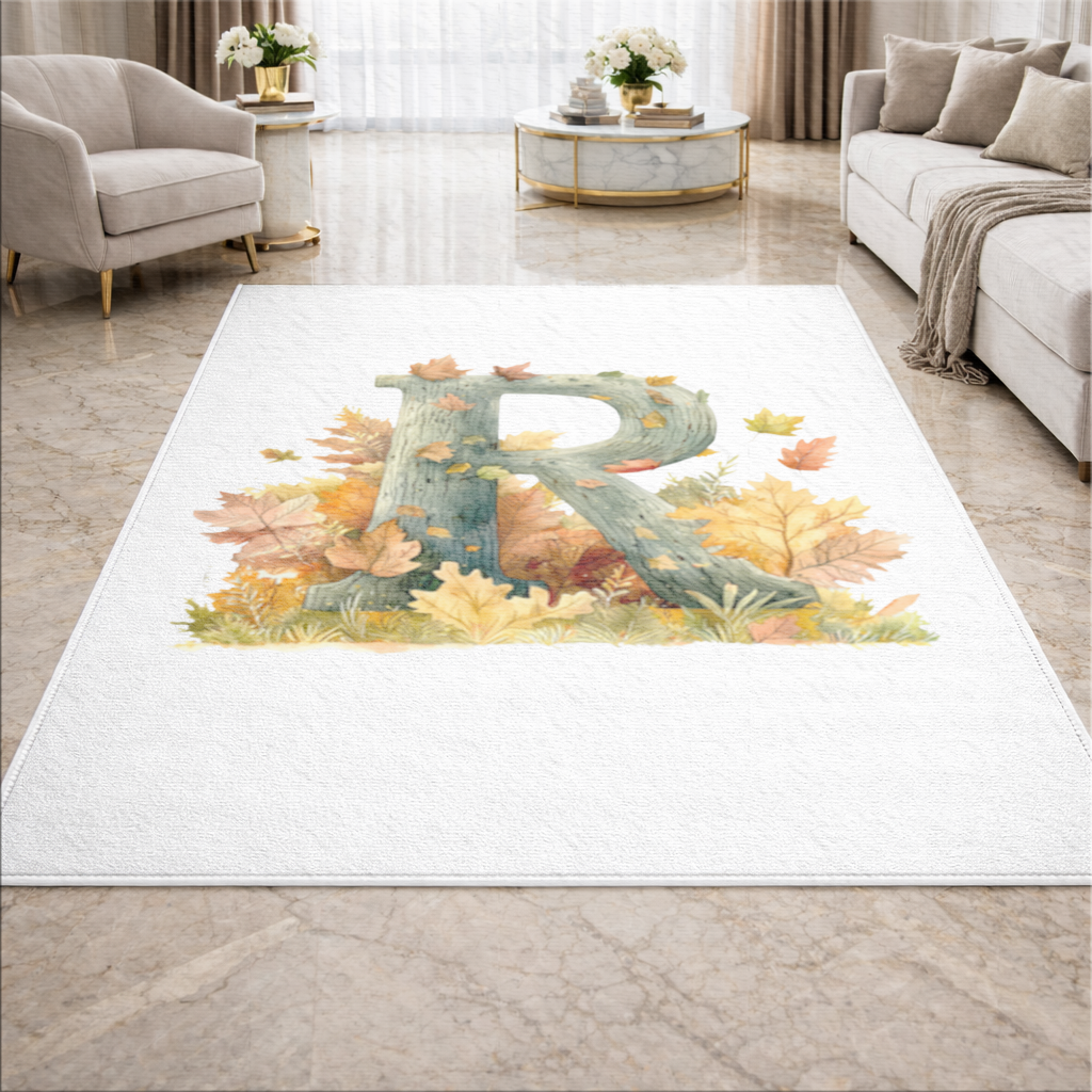 Autumn Letter R with Fall Leaves Living room carpet