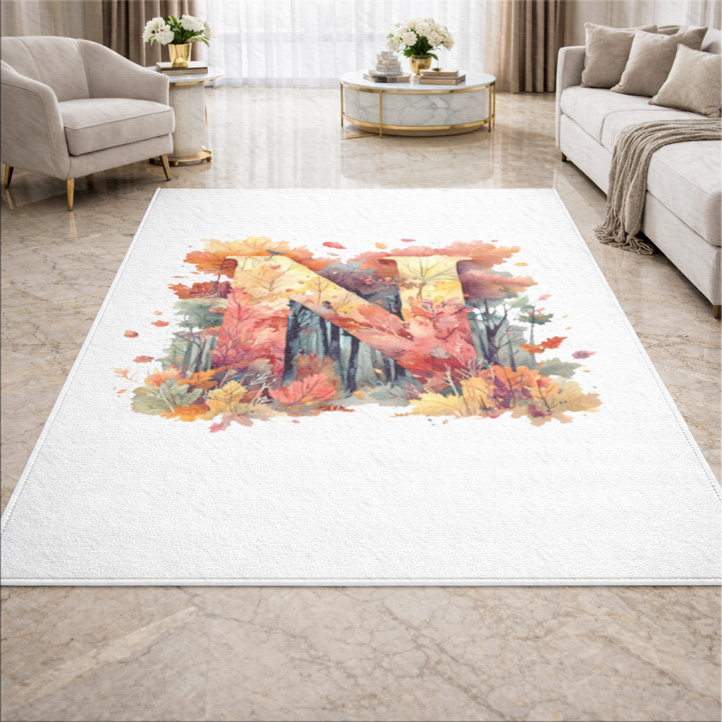 Autumn Leaf Monogram N Living room carpet