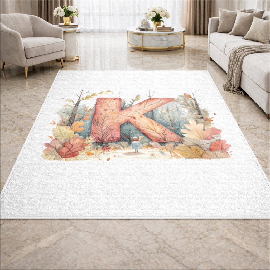 Sonbahar Ormanı K Harfi Salon Halısı