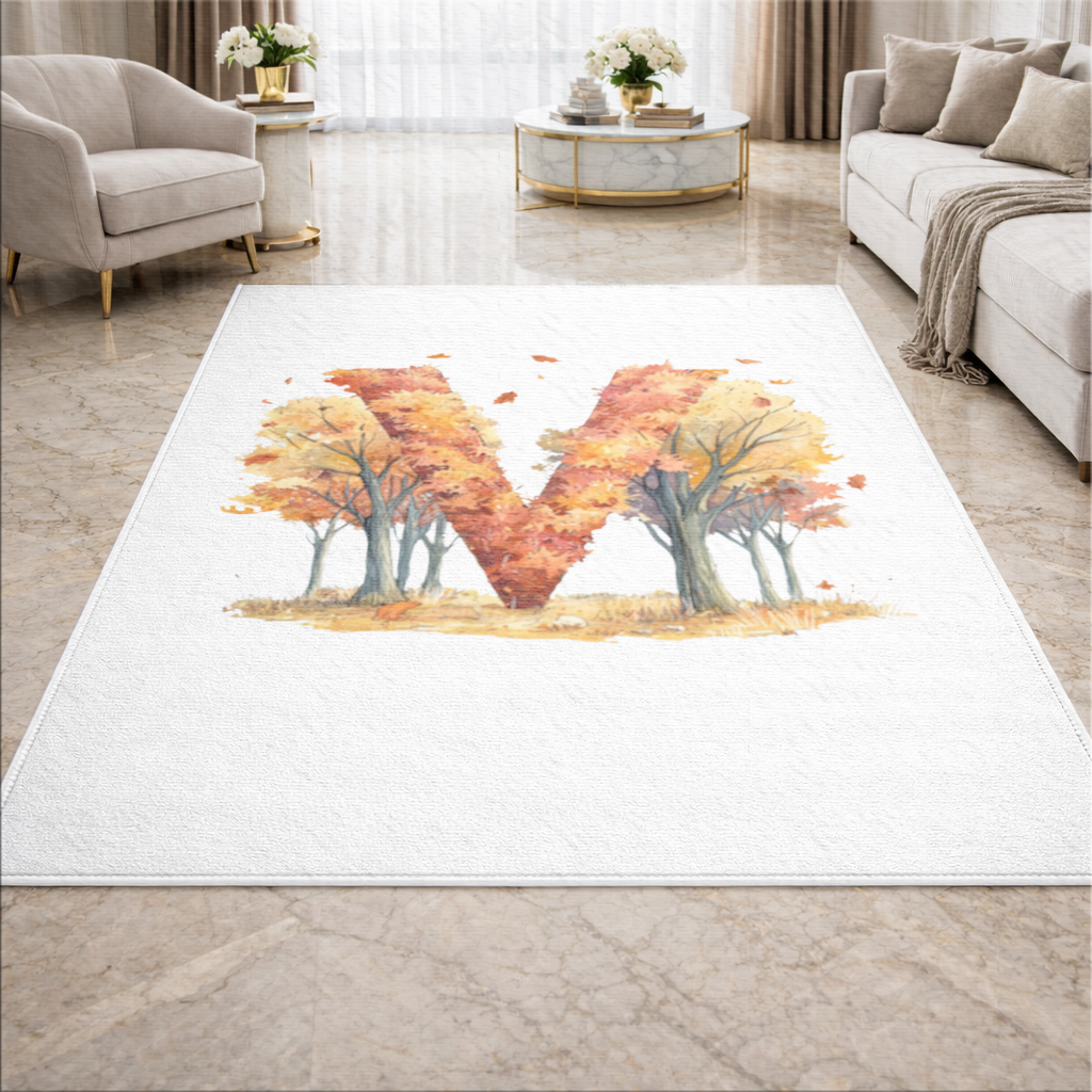 Orange Autumn Forest Letter M Living room carpet