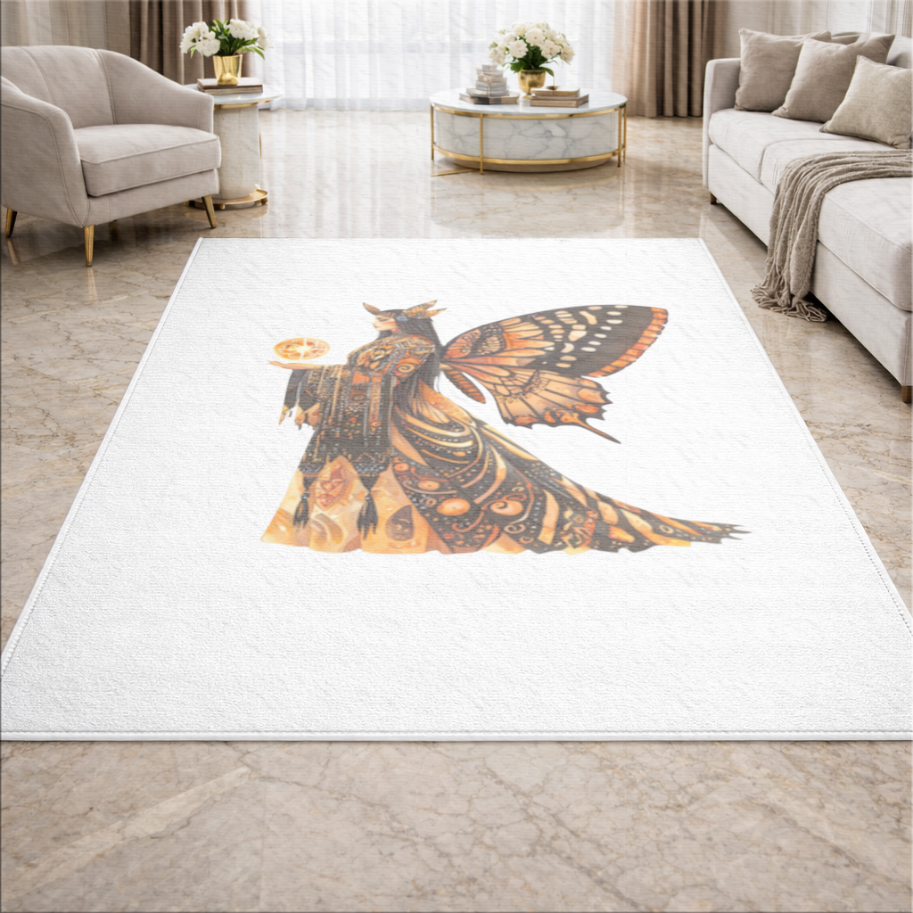 Monarch Kelebek Kanatlı Tanrıça Salon Halısı