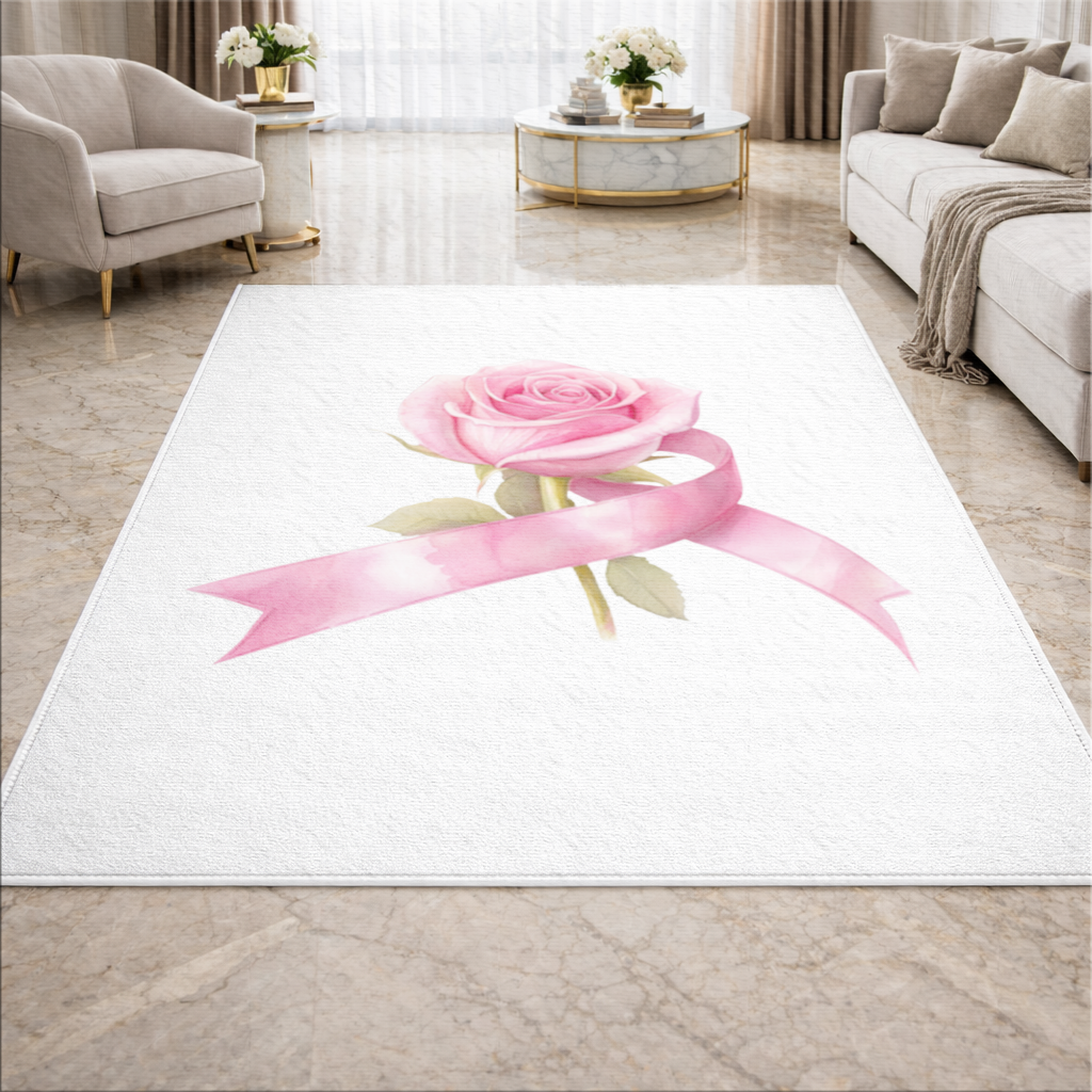 Breast Cancer Awareness Pink Rose Living room carpet