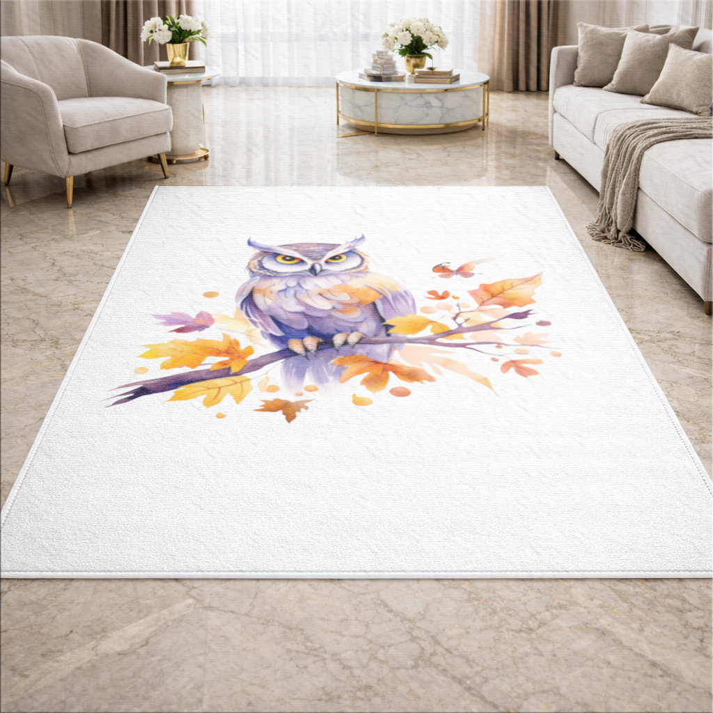 Whimsical Autumn Owl and Butterfly Living room carpet