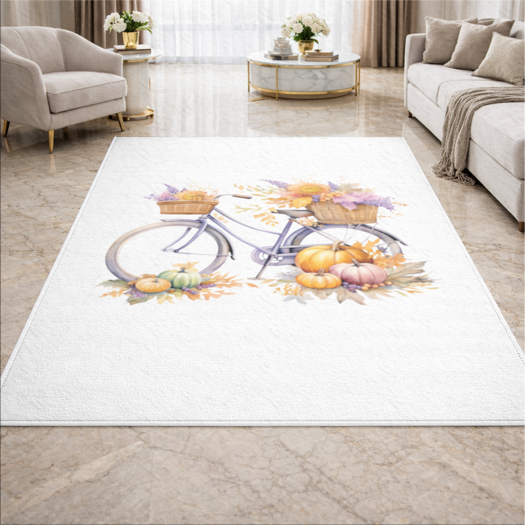 Balkabaklı ve Ayçiçekli Sonbahar Bisikleti Salon Halısı