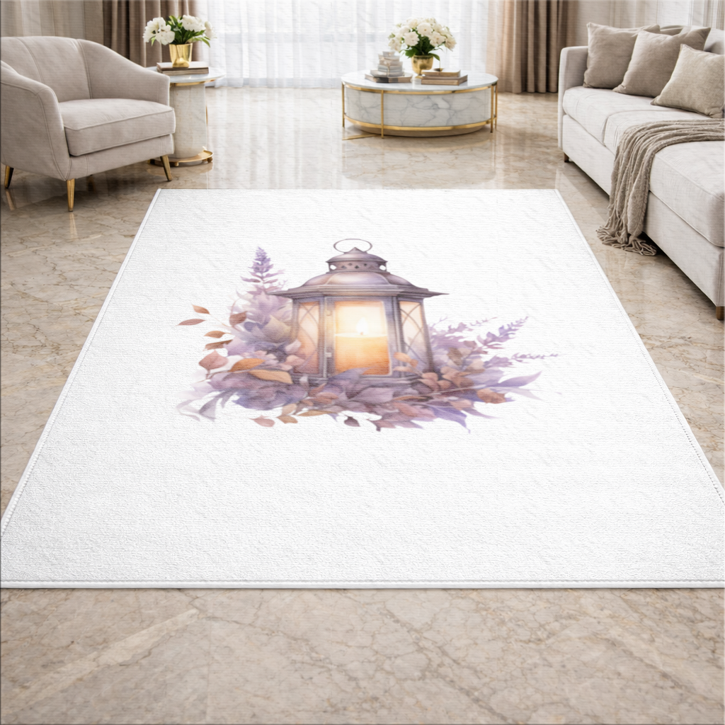 Cottagecore Lavender and Leaves Lantern Living room carpet
