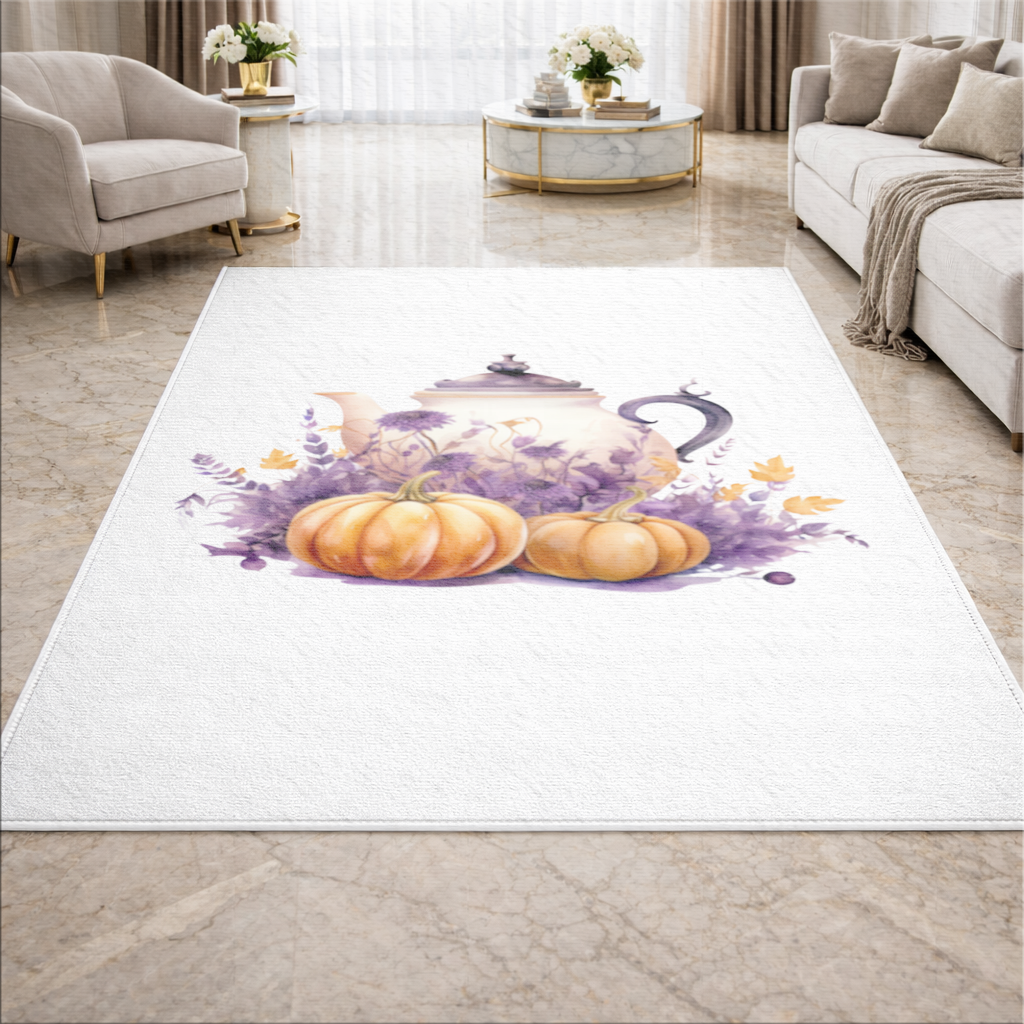 Vintage Purple Floral Pumpkin Teapot Living room carpet