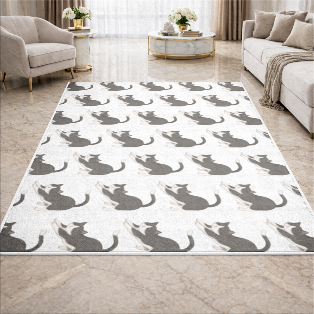 Stretching Tuxedo Cat 