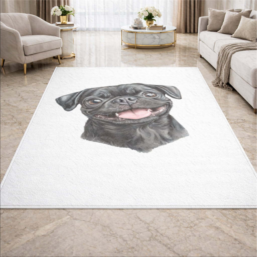 Happy Black Pug Face Living room carpet