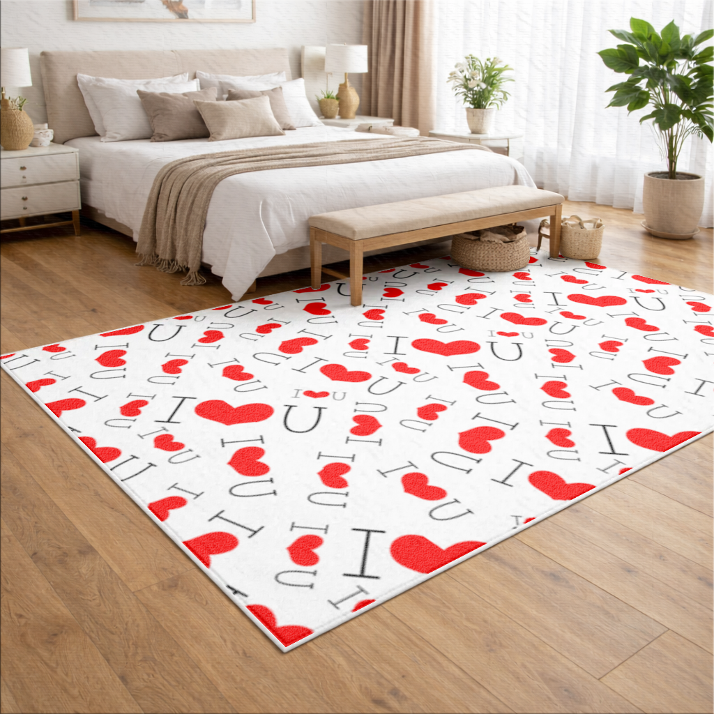 Valentines Day I Love You Heart Pattern Romantic Design Living room carpet