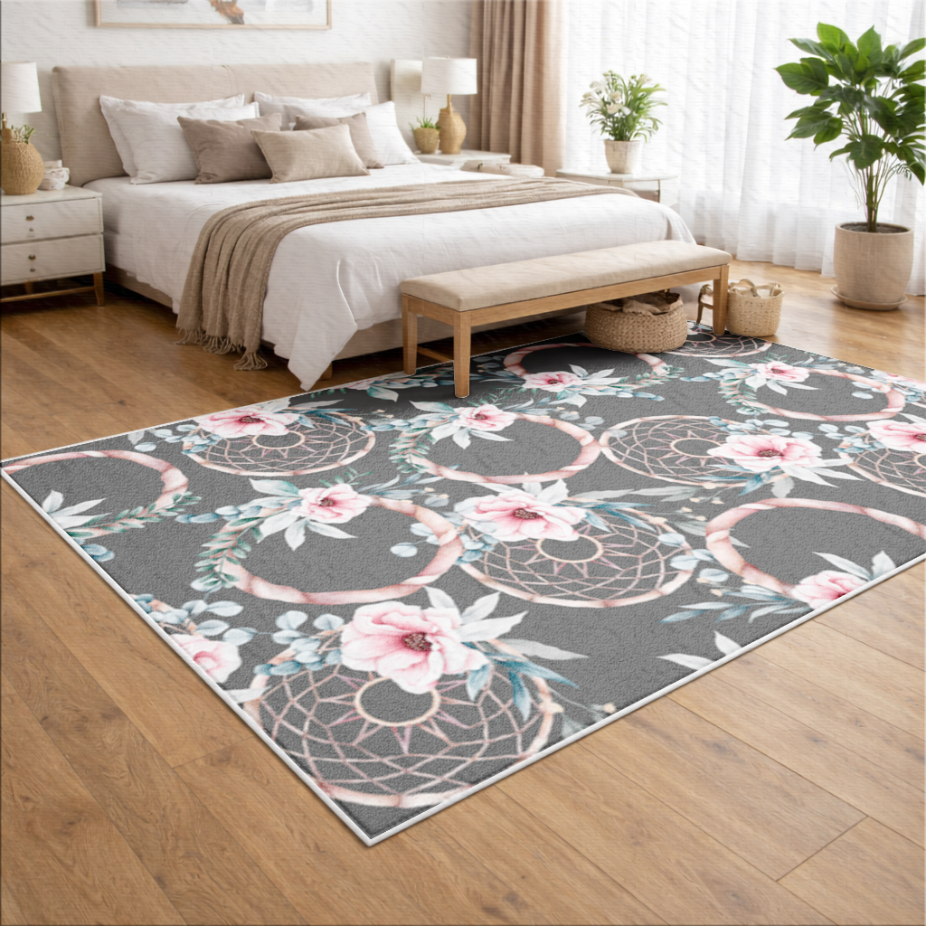 Boho Floral Dreamcatcher Pattern Living room carpet