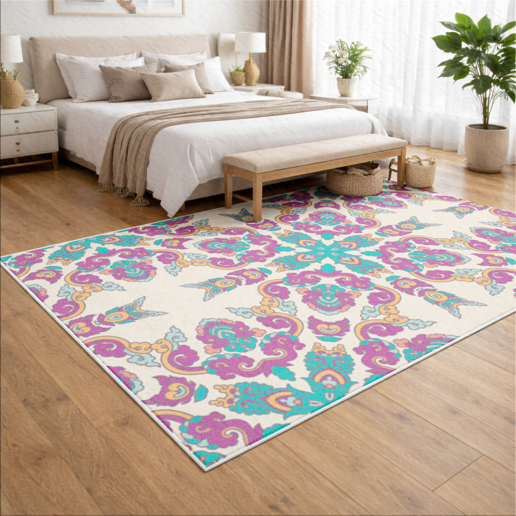 Colorful Oriental Symmetrical Mandala Pattern Living room carpet