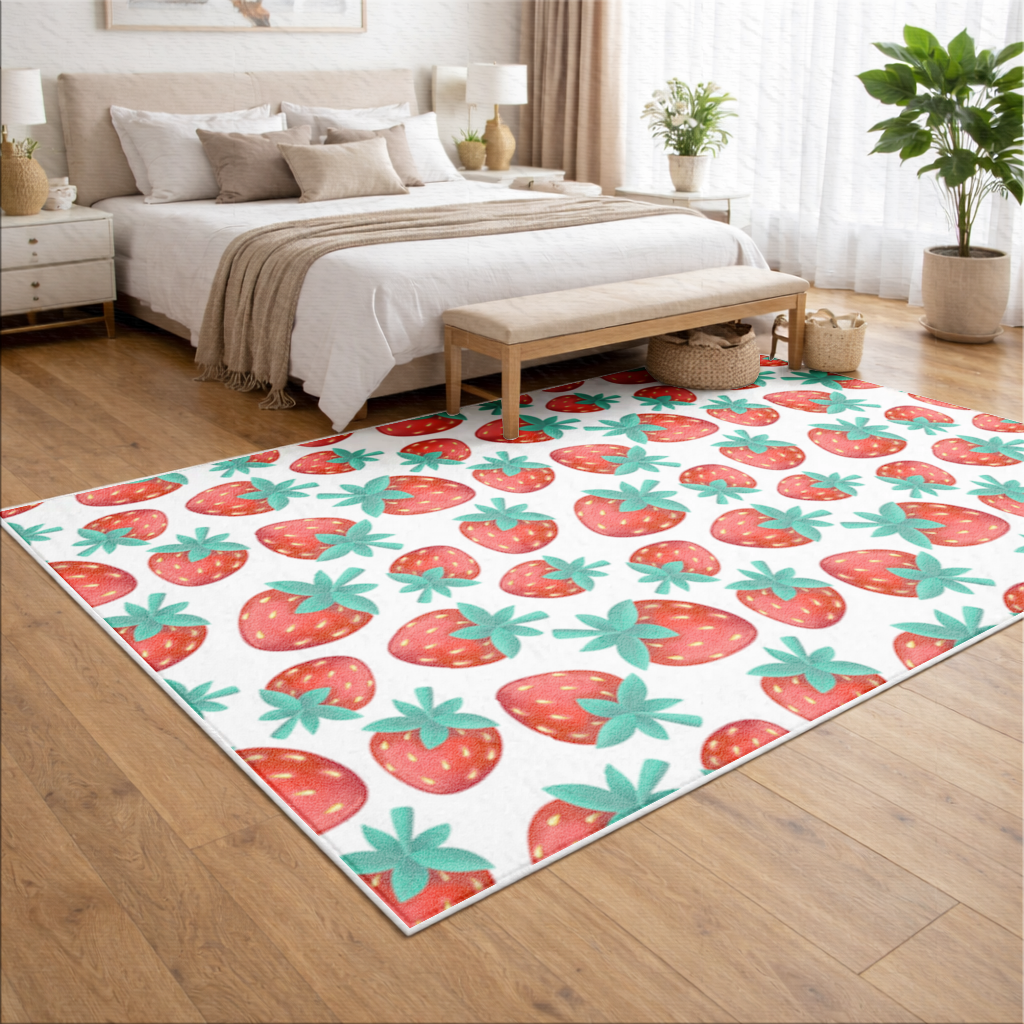 Vibrant Red Strawberry Summer Pattern Living room carpet