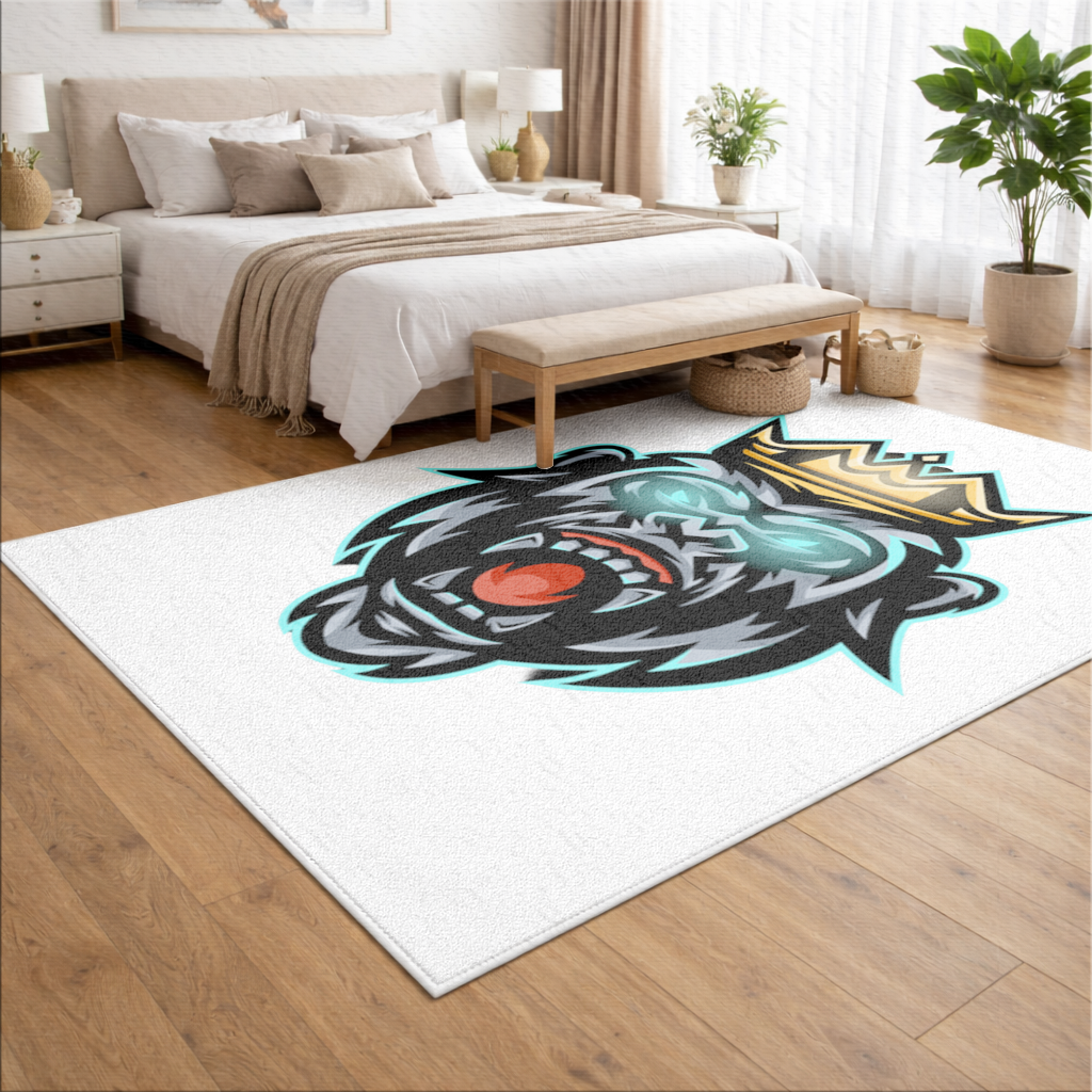 Angry Gorilla King with Crown Graphic - Neon Mascot Design Living room carpet