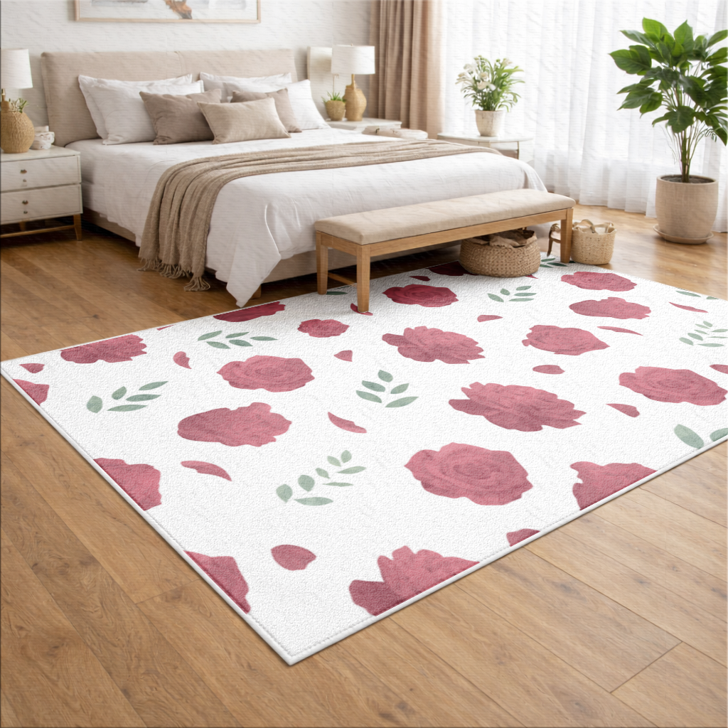 Red Rose and Leaf Romantic Seamless Pattern 