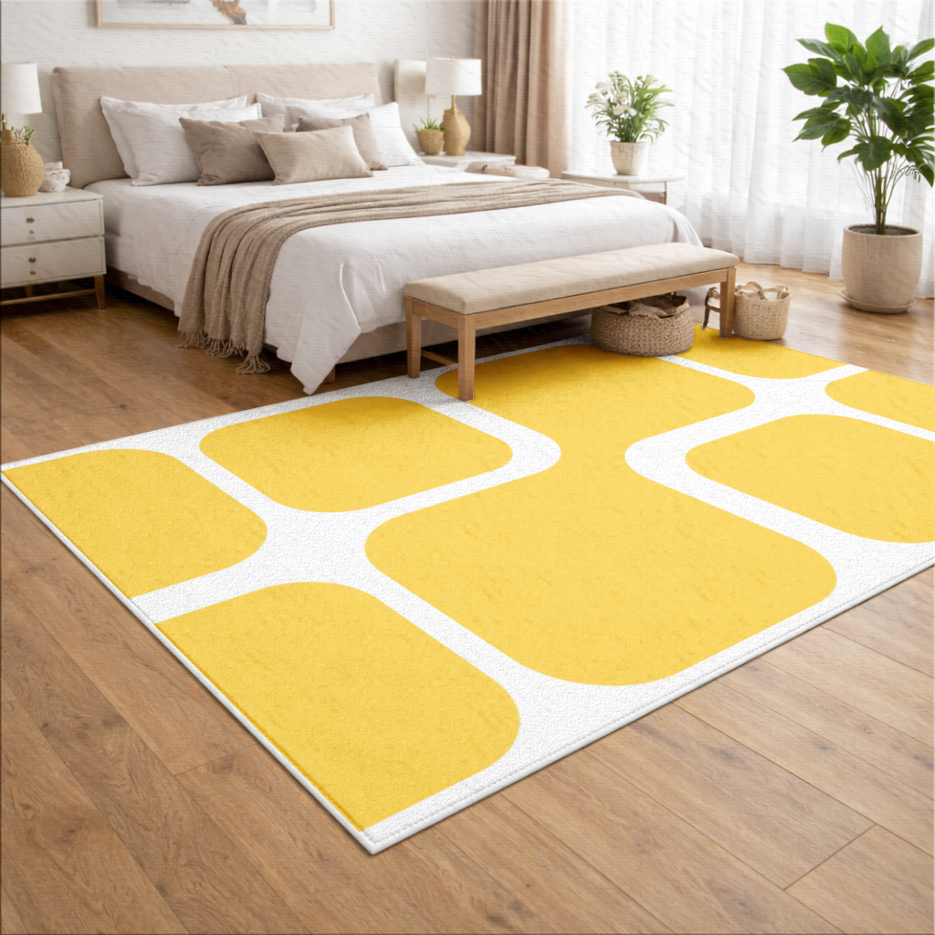 Yellow Geometric Labyrinth and Modern Abstract Pattern Living room carpet