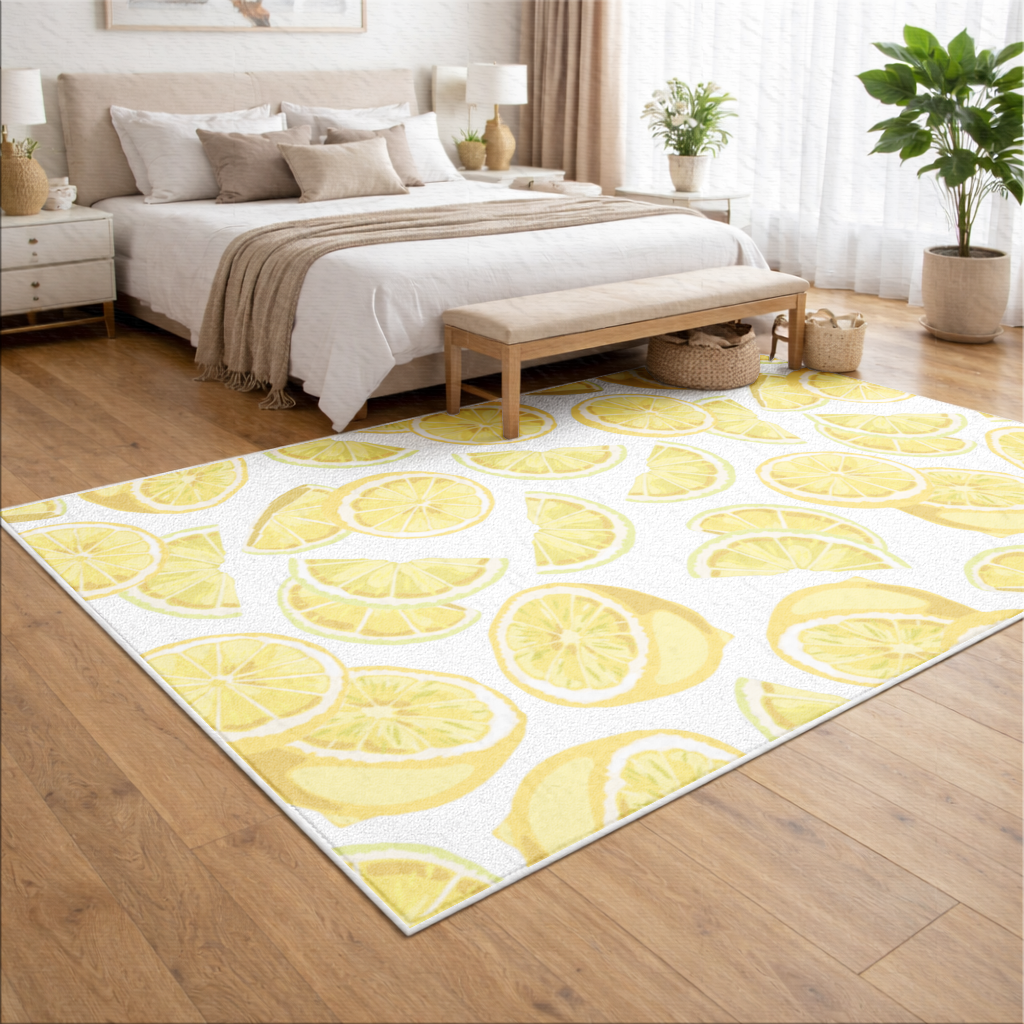 Fresh Lemon Slices Vibrant Summer Pattern Living room carpet