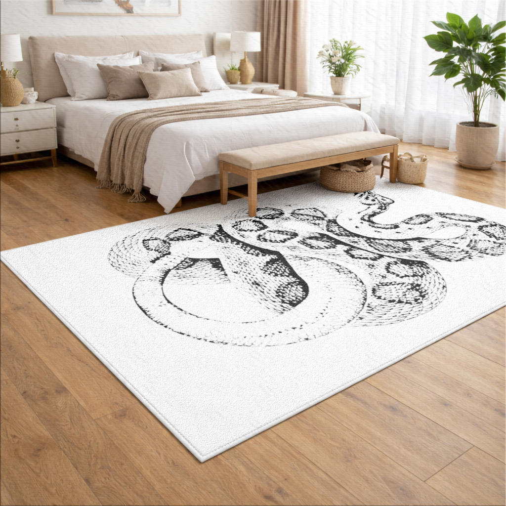 Detailed Vintage Rattlesnake Illustration Living room carpet