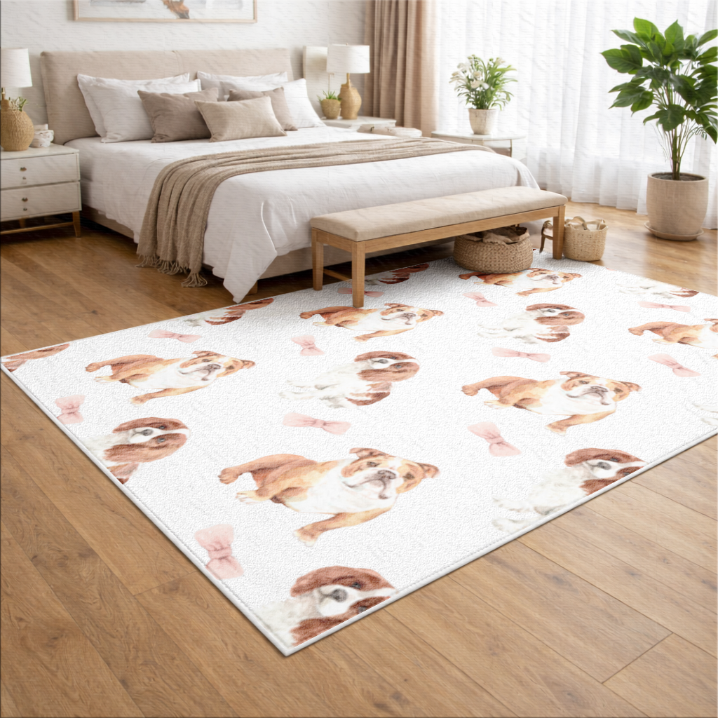 Watercolor English Bulldog and Cavalier Puppy Pattern 