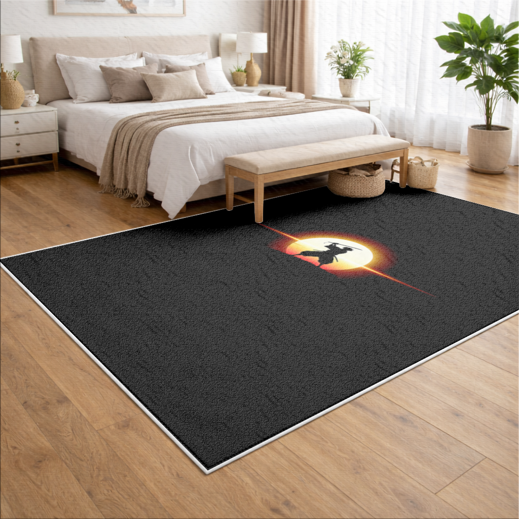Samurai Silhouette Under the Rising Sun Honor and Strength Living room carpet