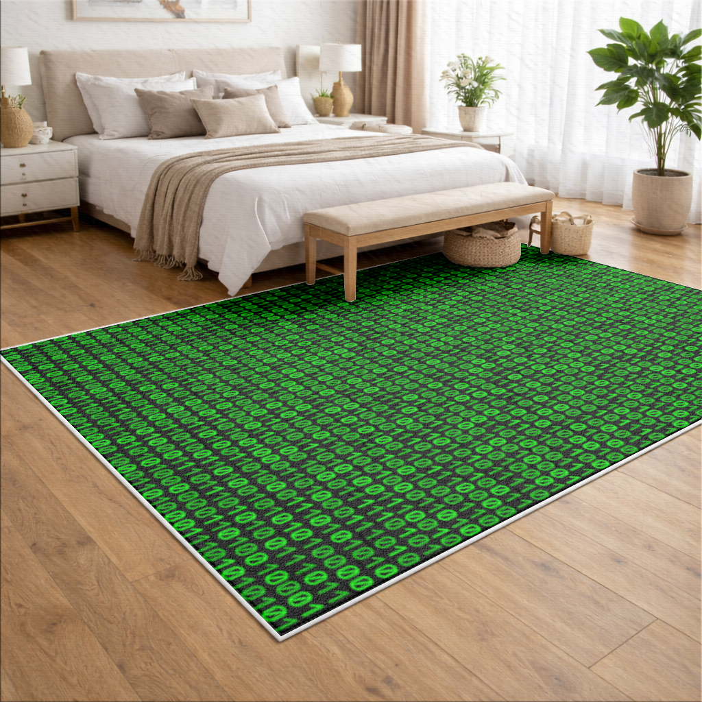 Matrix Style Digital Binary Code Background Living room carpet