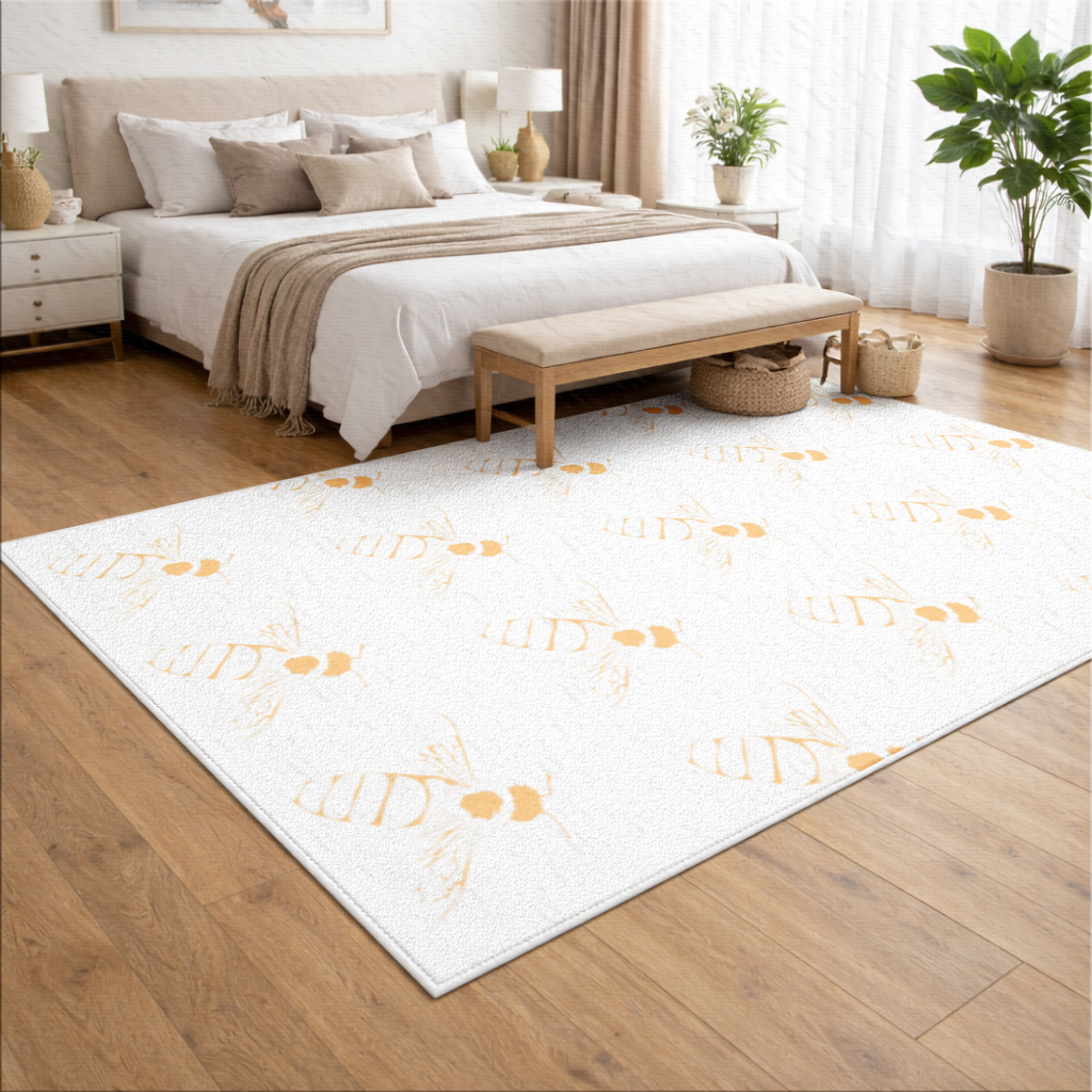 Minimal Orange Bee Illustration Living room carpet