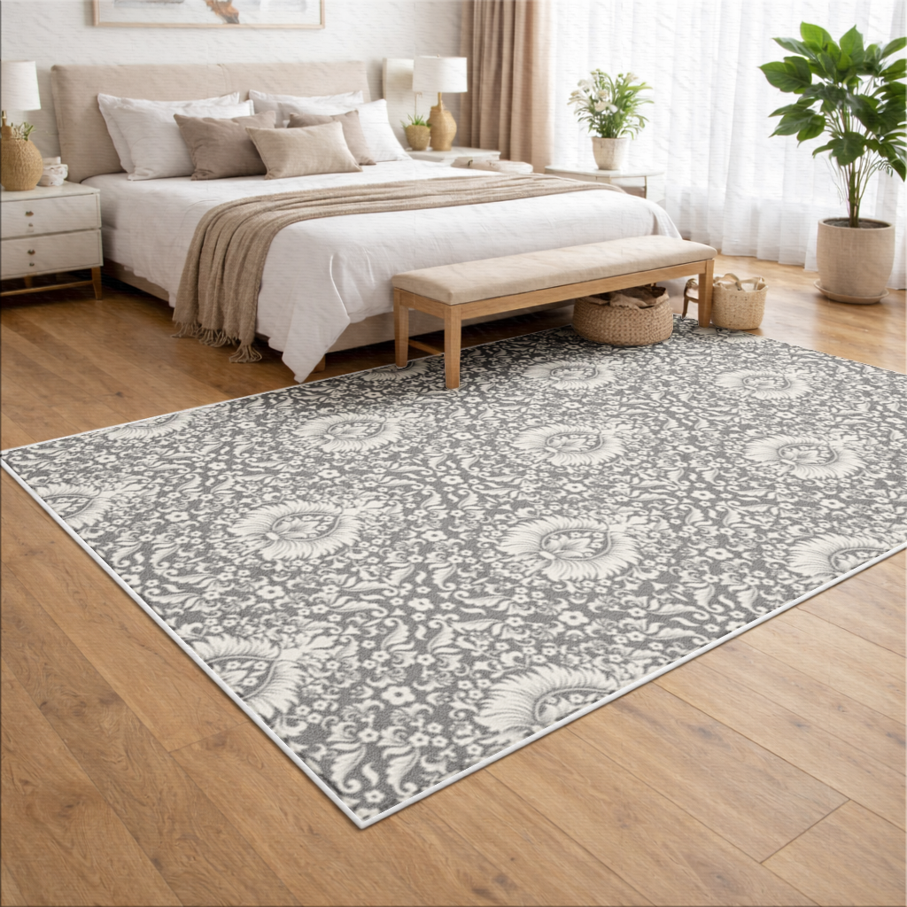 Classic Vintage Damask Floral Pattern Living room carpet