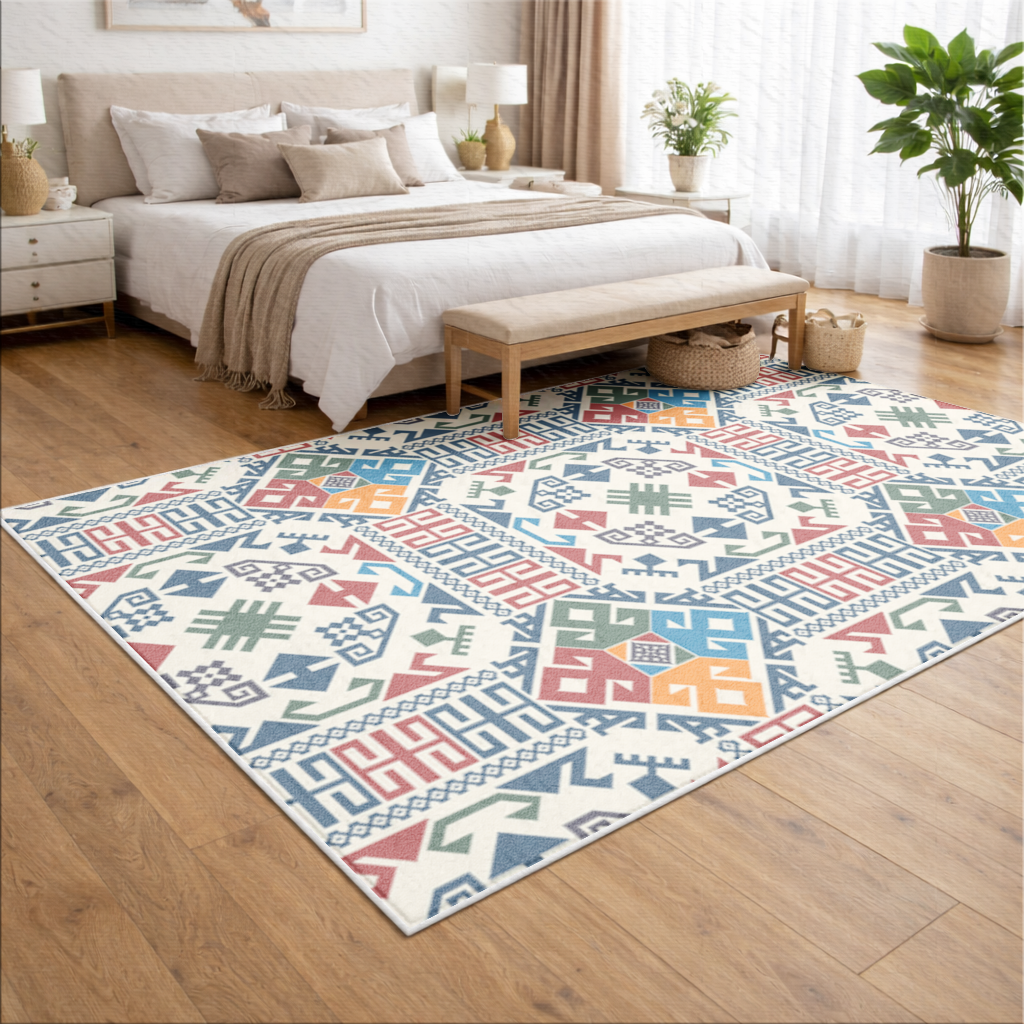 Multicolor Ethnic Geometric Motif 
