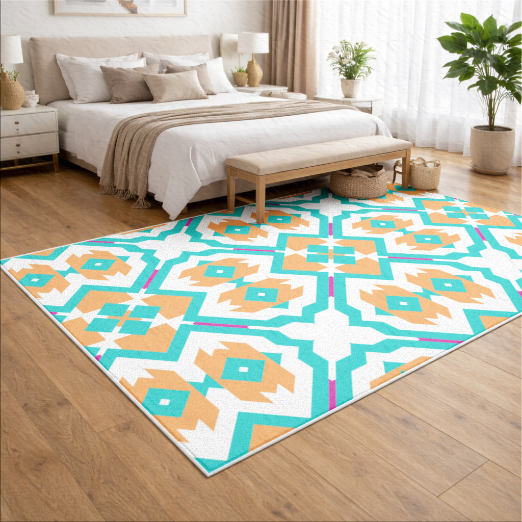 Orange and Turquoise Geometric Pattern 