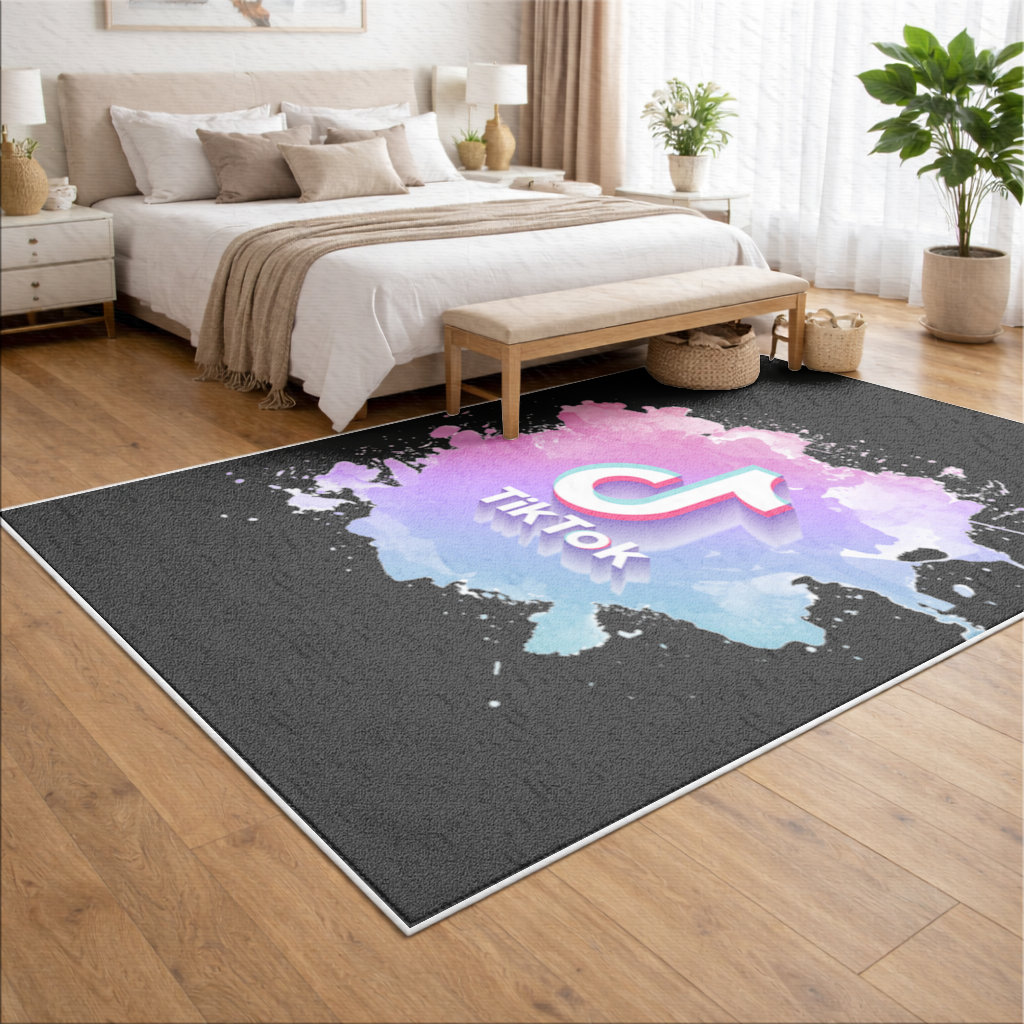 TikTok Logo with Watercolor Effect Living room carpet