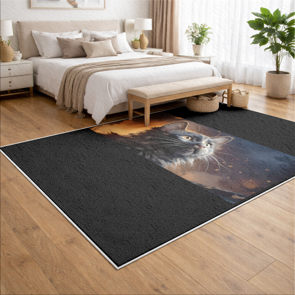 Black Cat Digital Art Living room carpet