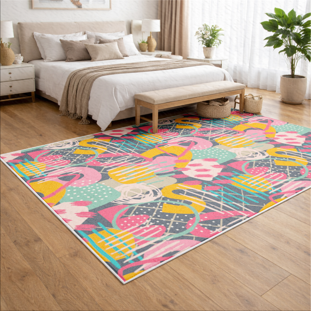 Abstract Geometric Doodle Living room carpet
