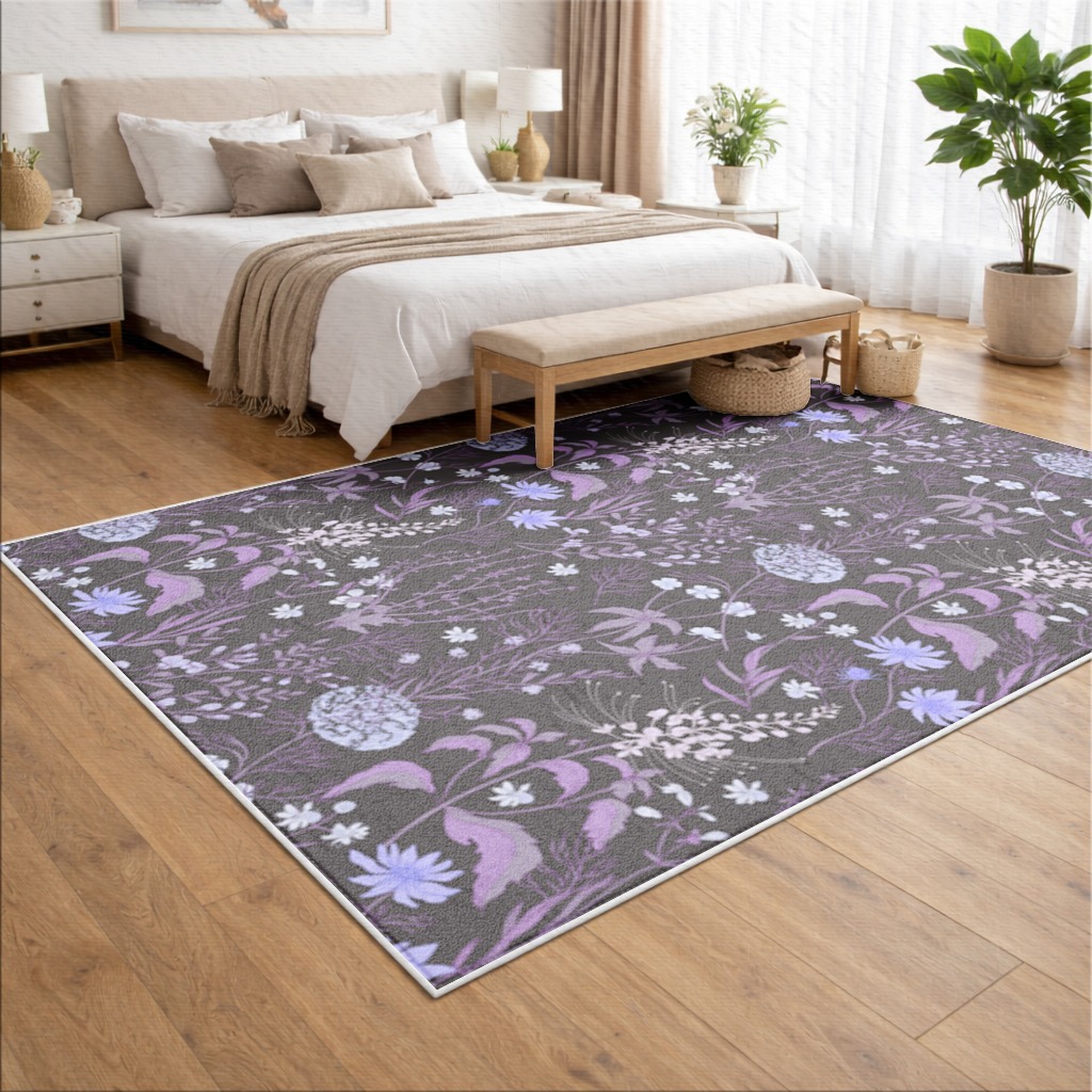 Purple Gothic Botanical Living room carpet