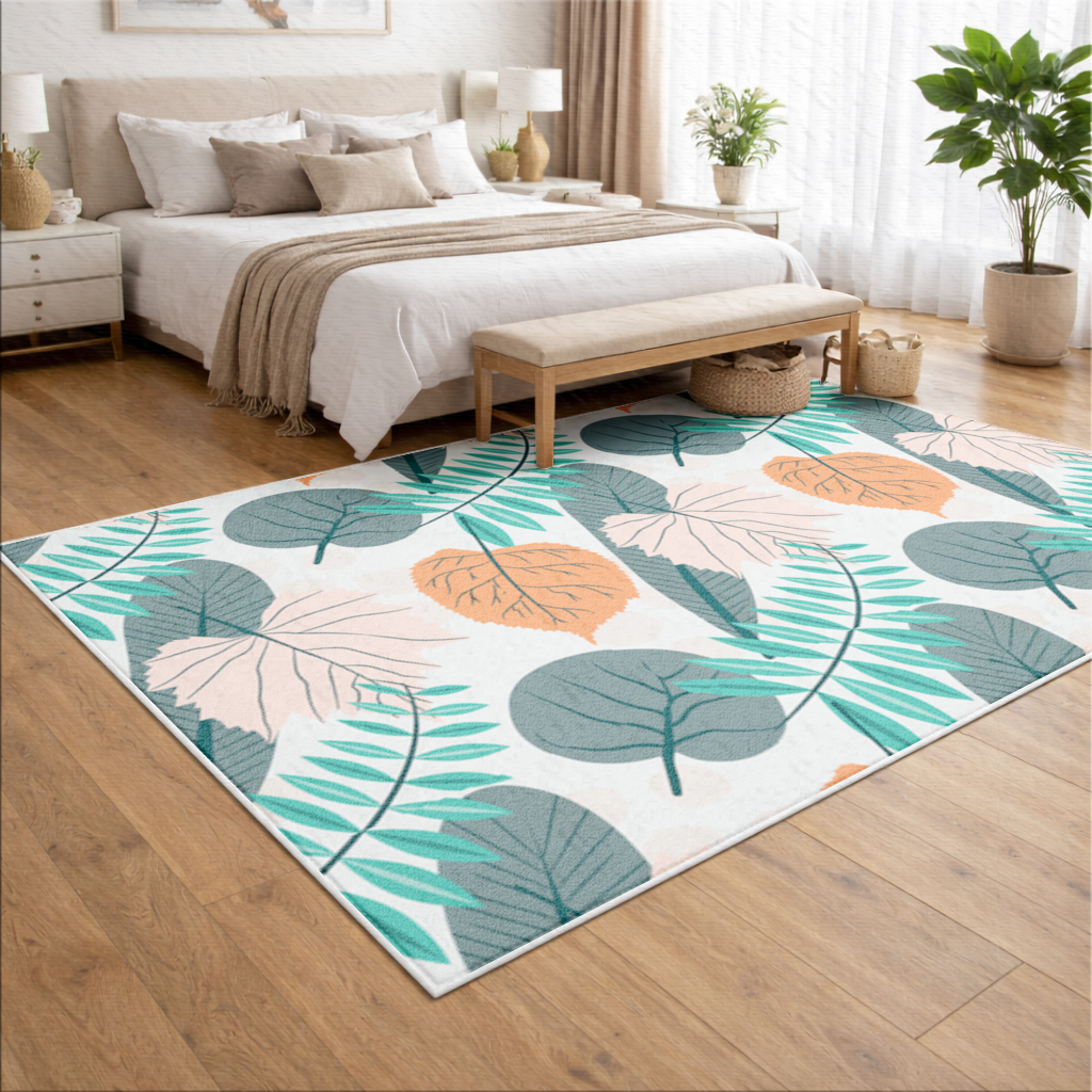 Modern Tropical Leaves Living room carpet