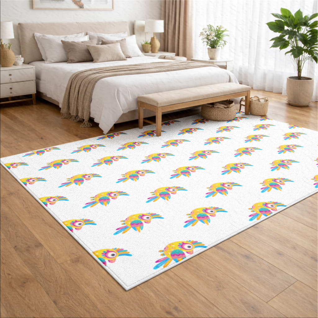 Vibrant Tropical Parrot Folk Living room carpet